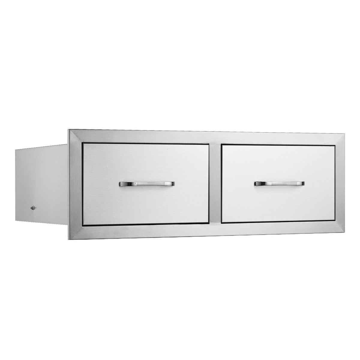 Outdoor Kitchen Drawers 30" W x 10" H x 20" D, Horizontal Double BBQ Access Drawers Stainless Steel with Handle, BBQ Island Drawers for Outdoor Kitchens or Patio Grill Station