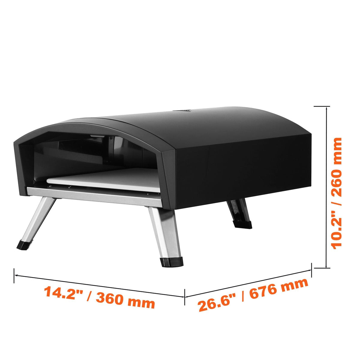 Outdoor Pizza Oven, 12" Gas Fired Pizza Maker, Portable Outside Pizza Grill with Thickened Cordierite Pizza Stone, Waterproof Cover, Iron Spray Gas Oven with Foldable Leg for Camping & Backyard