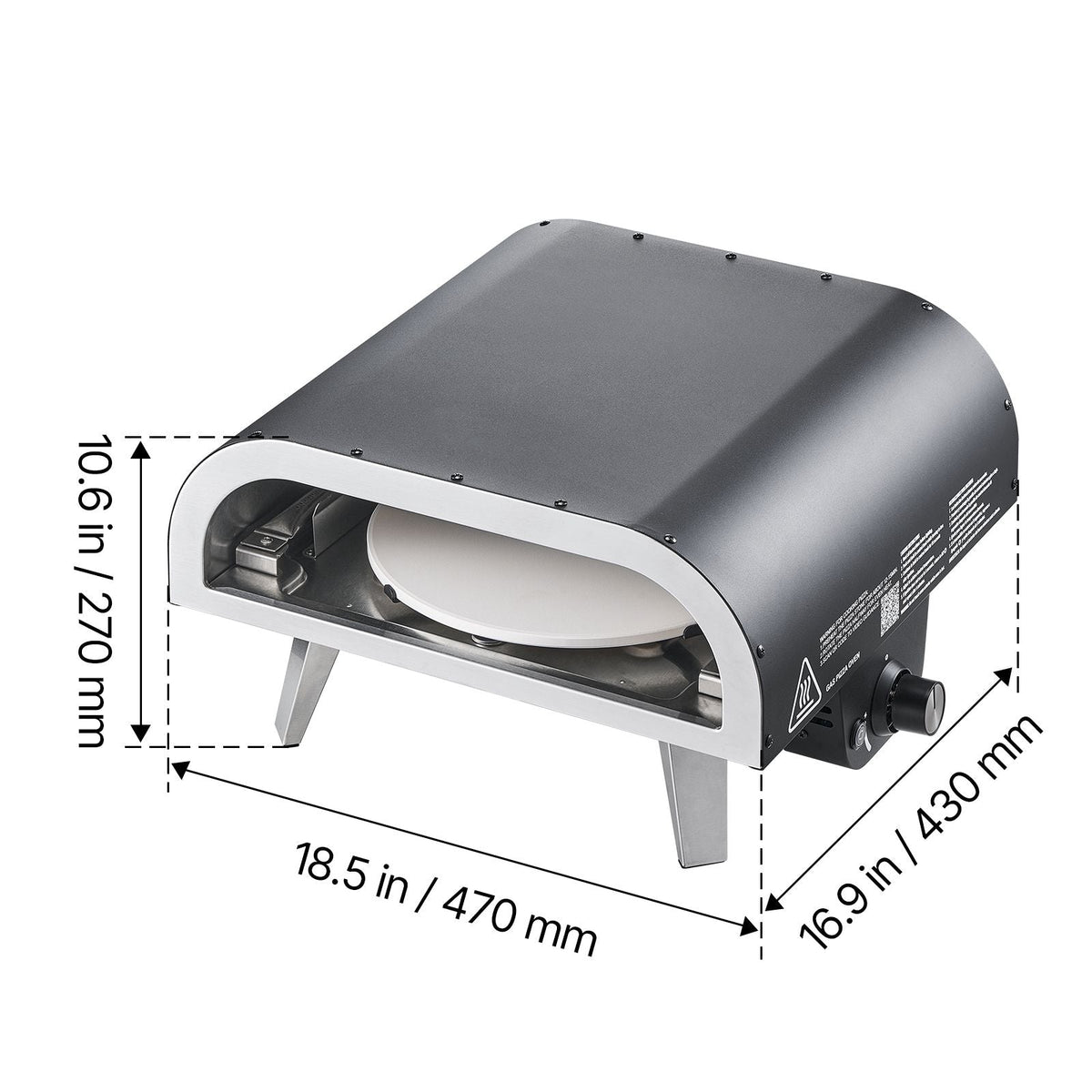 Outdoor Pizza Oven, 12 in Propane Gas Pizza Maker, Portable Pizza-Cooker with Electric Rotation, Thickened Pizza-Stone, Carry Bag, Propane Pizza-Oven for Outside Backyard Patio Camping, Black