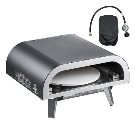 Outdoor Pizza Oven, 12 in Propane Gas Pizza Maker, Portable Pizza-Cooker with Electric Rotation, Thickened Pizza-Stone, Carry Bag, Propane Pizza-Oven for Outside Backyard Patio Camping, Black