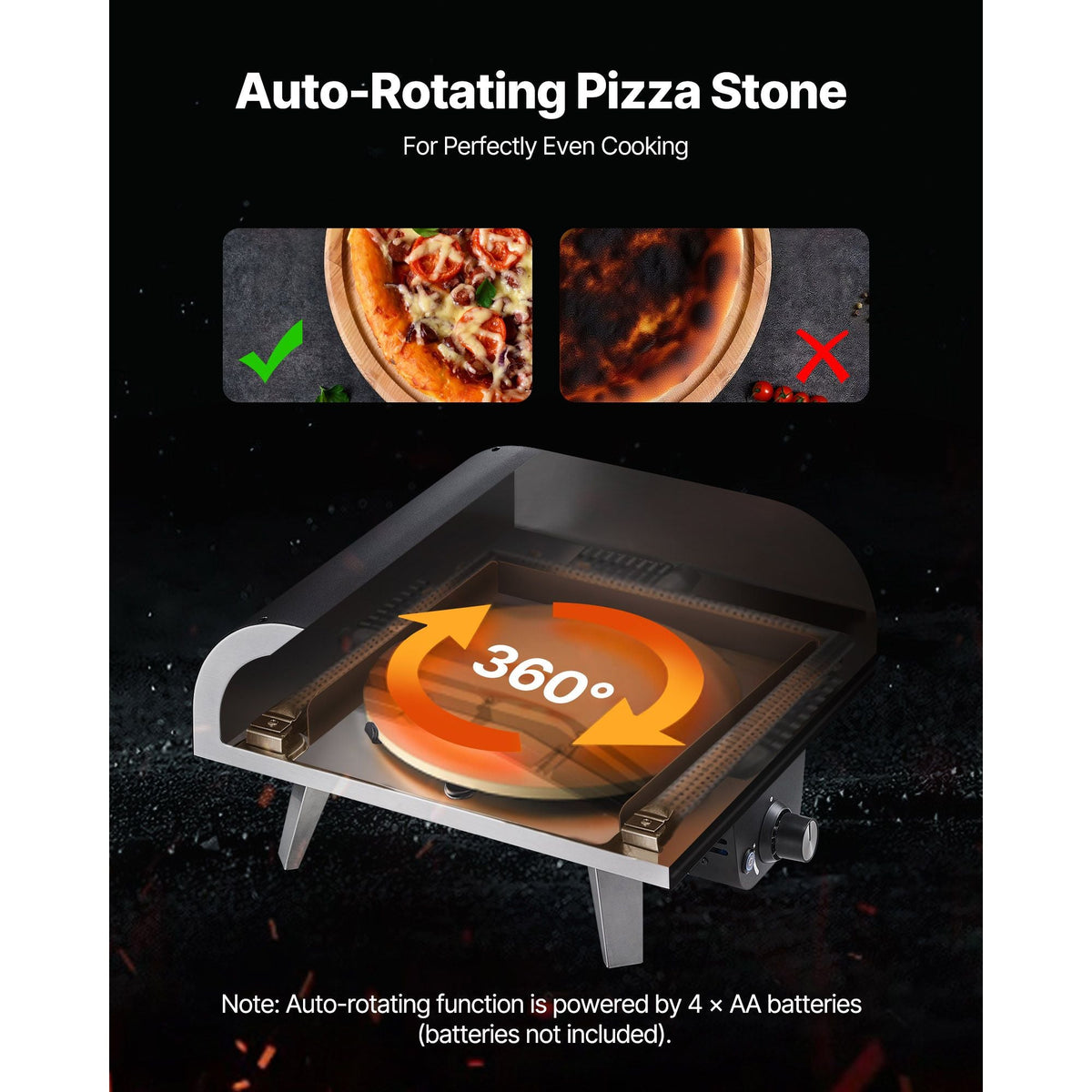 Outdoor Pizza Oven, 12 in Propane Gas Pizza Maker, Portable Pizza-Cooker with Electric Rotation, Thickened Pizza-Stone, Carry Bag, Propane Pizza-Oven for Outside Backyard Patio Camping, Black