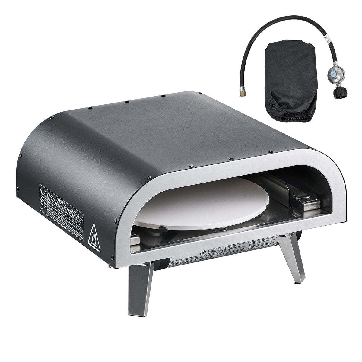 Outdoor Pizza Oven, 12 in Propane Gas Pizza Maker, Portable Pizza-Cooker with Electric Rotation, Thickened Pizza-Stone, Carry Bag, Propane Pizza-Oven for Outside Backyard Patio Camping, Black