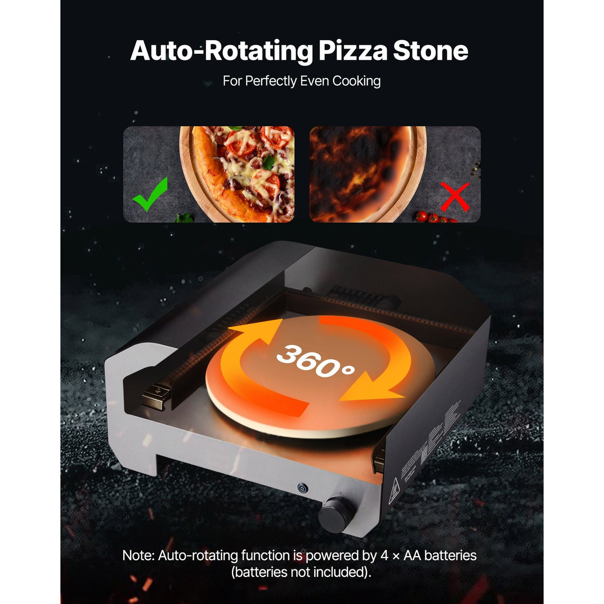 Outdoor Pizza Oven, 16 in Propane Gas Pizza Maker, Portable Pizza-Cooker with Electric Rotation, Thickened Pizza-Stone, Carry Bag, Propane Pizza-Oven for Outside Backyard Patio Camping, Black