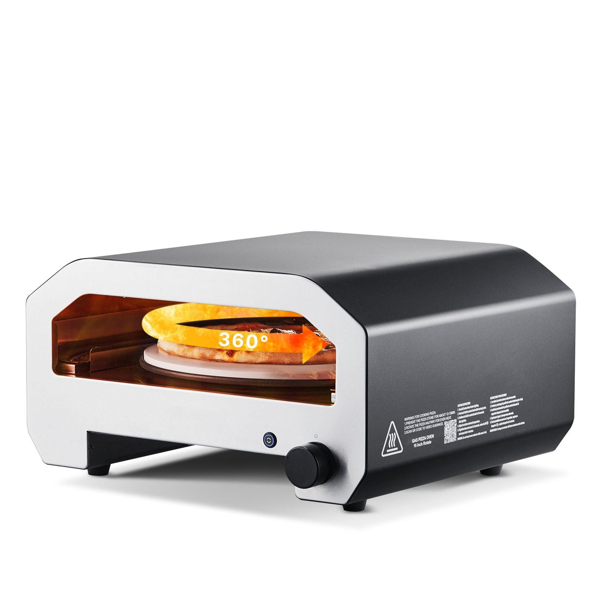 Outdoor Pizza Oven, 16 in Propane Gas Pizza Maker, Portable Pizza-Cooker with Electric Rotation, Thickened Pizza-Stone, Carry Bag, Propane Pizza-Oven for Outside Backyard Patio Camping, Black