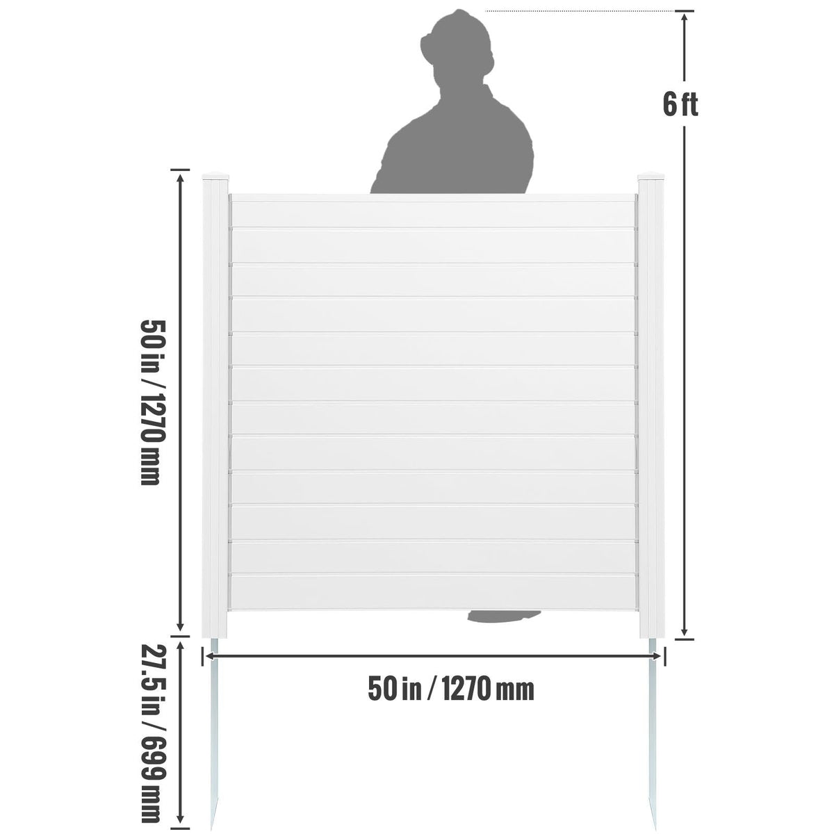 Outdoor Privacy Screens, 50" W x 50" H Air Conditioner Fence, Pool Equipment Enclosure, Horizontal Vinyl Privacy Fence, Perfect to Enclose Trash Can and A/C Units (2-Panel)