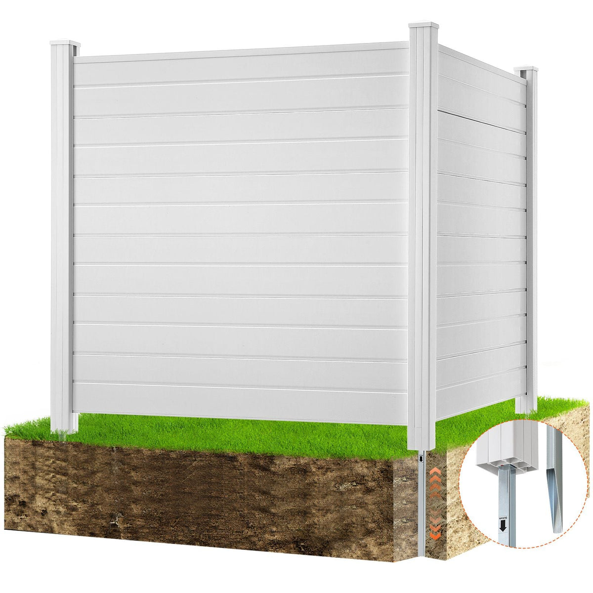 Outdoor Privacy Screens, 50" W x 50" H Air Conditioner Fence, Pool Equipment Enclosure, Horizontal Vinyl Privacy Fence, Perfect to Enclose Trash Can and A/C Units (2-Panel)