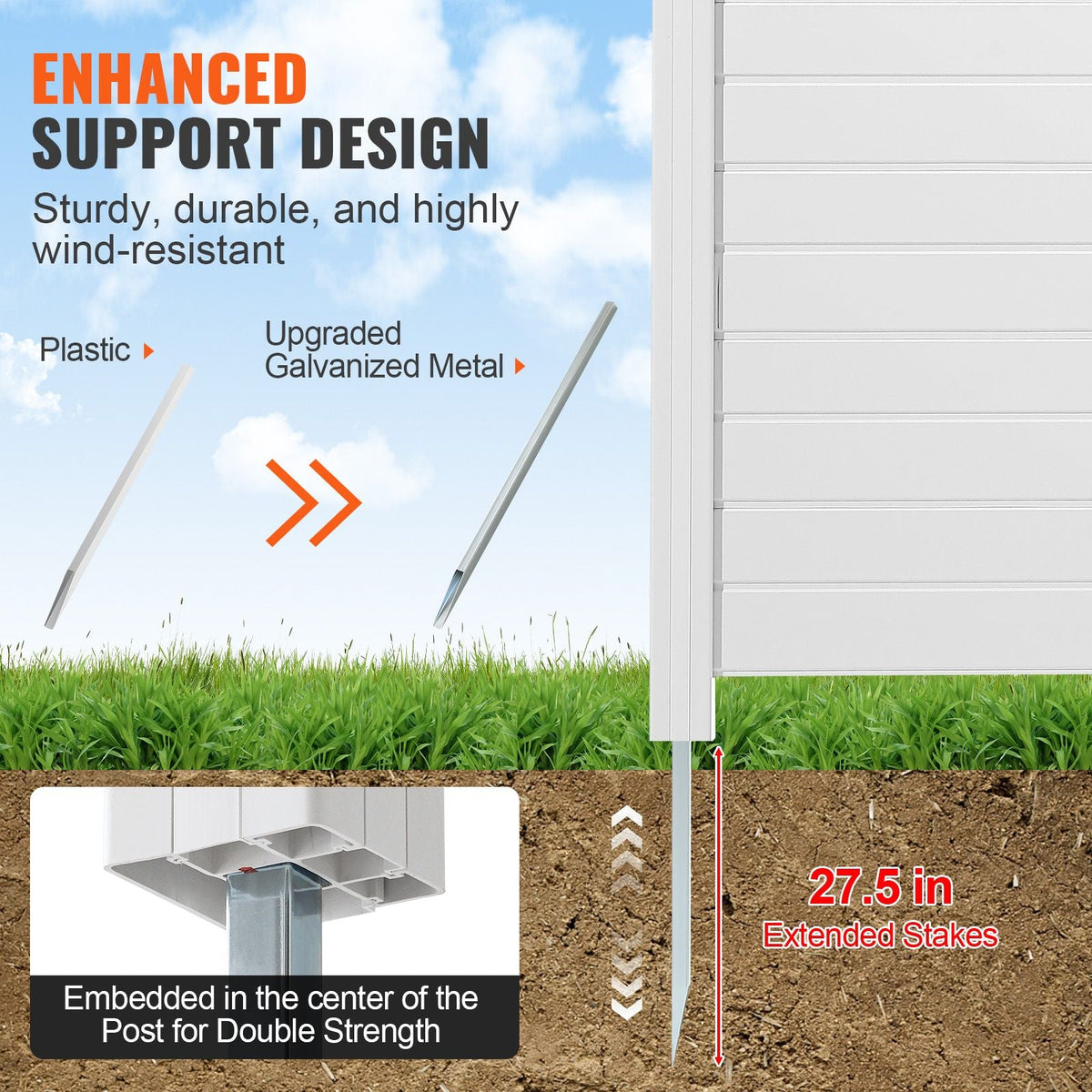 Outdoor Privacy Screens, 50" W x 50" H Air Conditioner Fence, Pool Equipment Enclosure, Horizontal Vinyl Privacy Fence, Perfect to Enclose Trash Can and A/C Units (2-Panel)