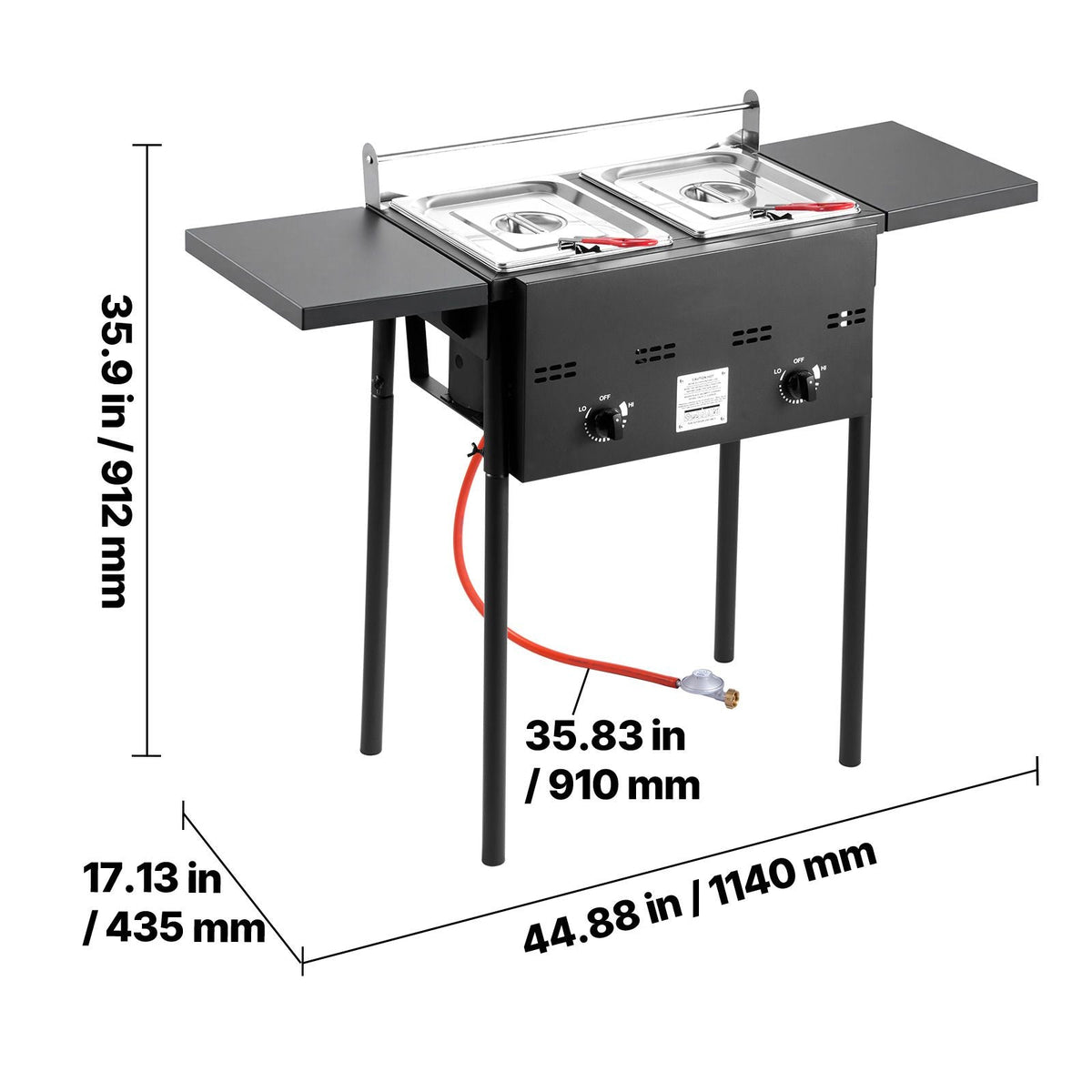 Outdoor Propane Deep Fryer, Dual-Tank 8QTx2 Commercial Fryer, Stainless Steel Cooker with Foldable Platform, Dual Basket, and Heat Adjustment, Floor Standing Fryers for Restaurant Home Snack Bar