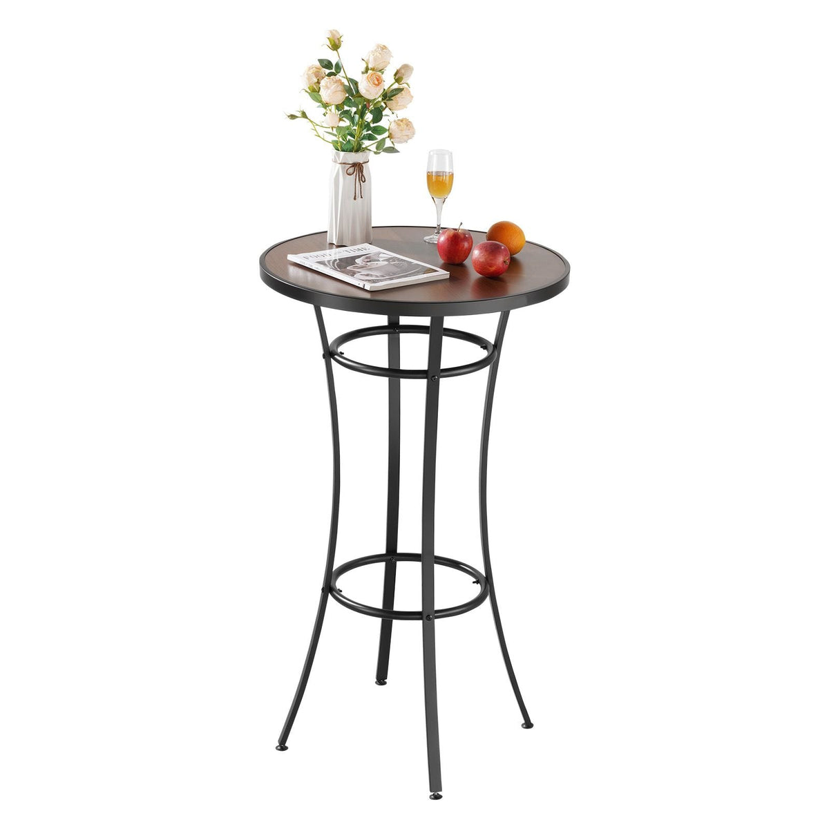 Outdoor Round Bar Table, 23.7 in Counter Bar Height Bistro Table, Patio Dining Tables with Easy-to-Clean Top & Sturdy Metal Frame, Indoor High Top Pub Tables for Small Places, Kitchen
