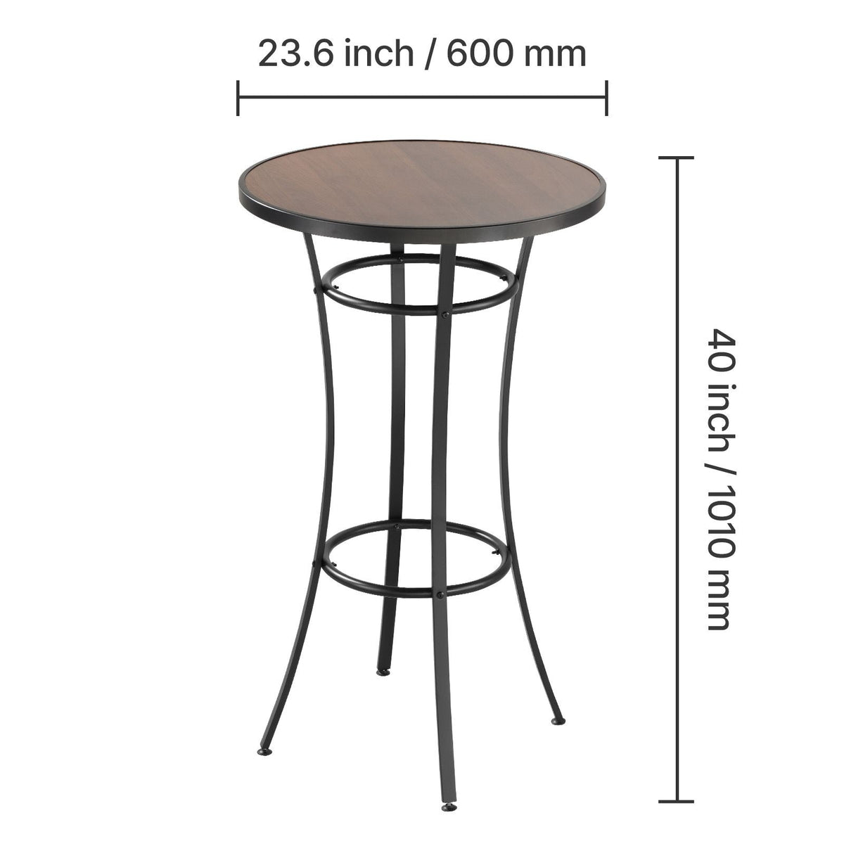 Outdoor Round Bar Table, 23.7 in Counter Bar Height Bistro Table, Patio Dining Tables with Easy-to-Clean Top & Sturdy Metal Frame, Indoor High Top Pub Tables for Small Places, Kitchen