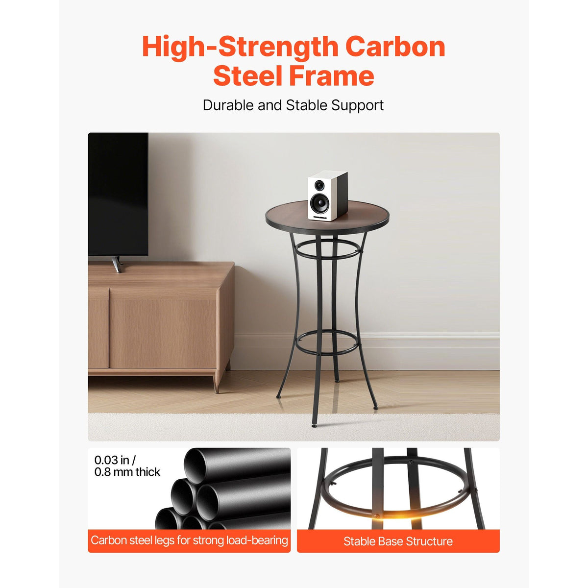 Outdoor Round Bar Table, 23.7 in Counter Bar Height Bistro Table, Patio Dining Tables with Easy-to-Clean Top & Sturdy Metal Frame, Indoor High Top Pub Tables for Small Places, Kitchen