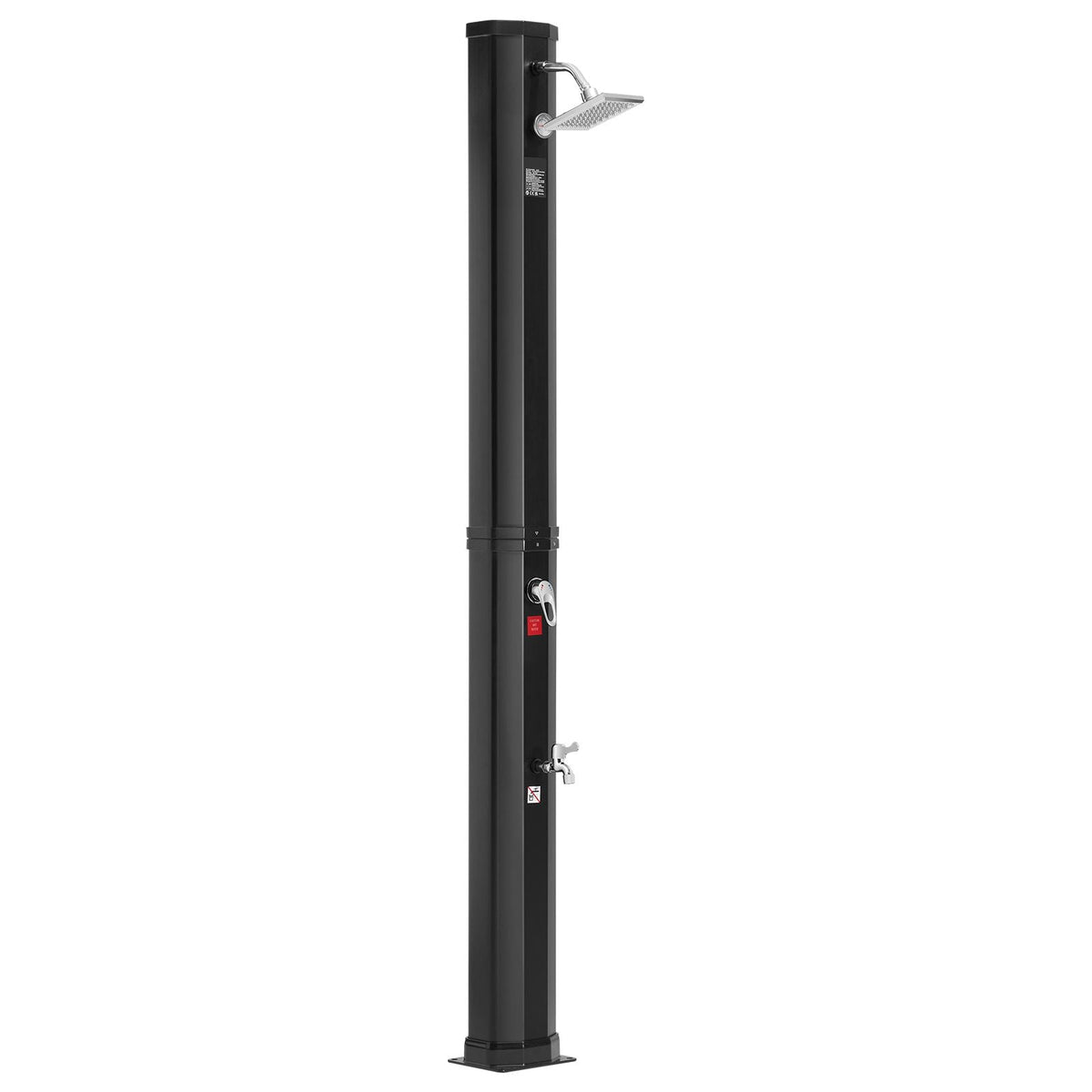 Outdoor Solar Heated Shower, 9.25 Gallon Poolside Shower Kit with Shower Head and Foot Shower Tap, Double Buckle Fast Assembly W/ Pre-Drilled Holes for Outdoor Backyard Poolside Beach Spa