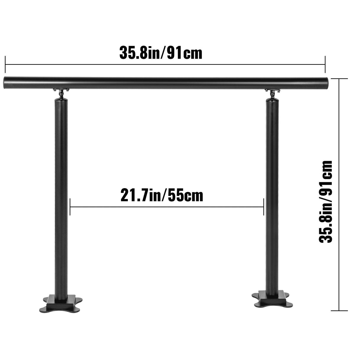 Outdoor Stair Railing Kit, 3 FT Handrails 1-3 Steps, Adjustable Angle Black Aluminum Stair Hand Rail for The Elderly, Handrails for Outdoor Steps