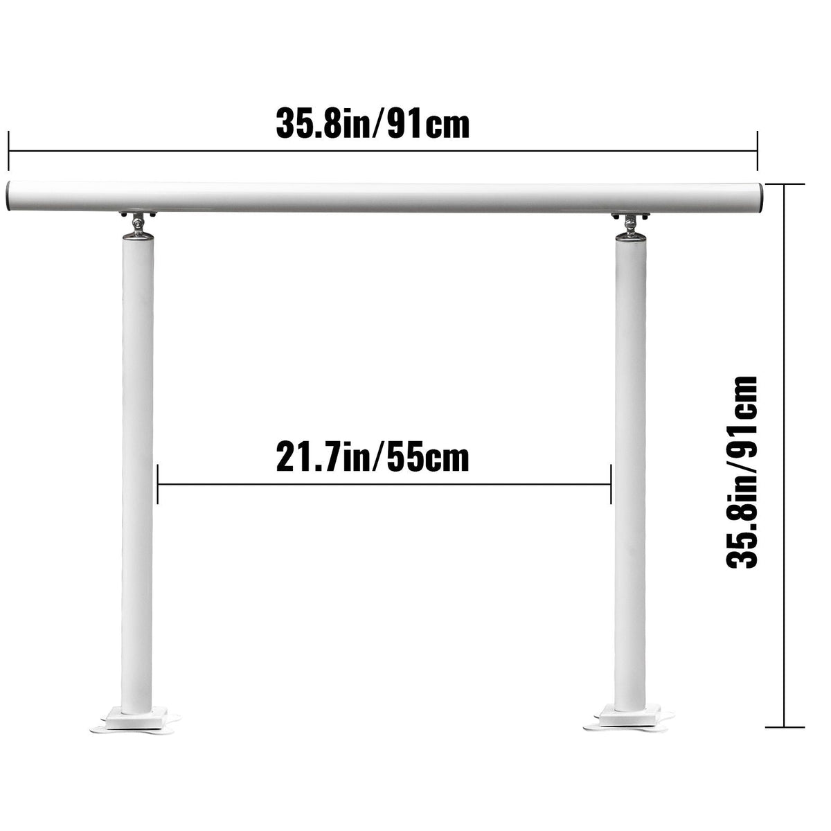 Outdoor Stair Railing Kit, 3 FT Handrails 2-3 Steps, Adjustable Angle White Aluminum Stair Hand Rail for The Elderly, Handrails for Outdoor Steps