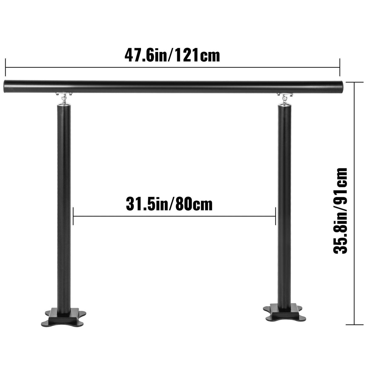 Outdoor Stair Railing Kit, 4 FT Handrails 1-4 Steps, Adjustable Angle Black Aluminum Stair Hand Rail for The Elderly, Handrails for Outdoor Steps