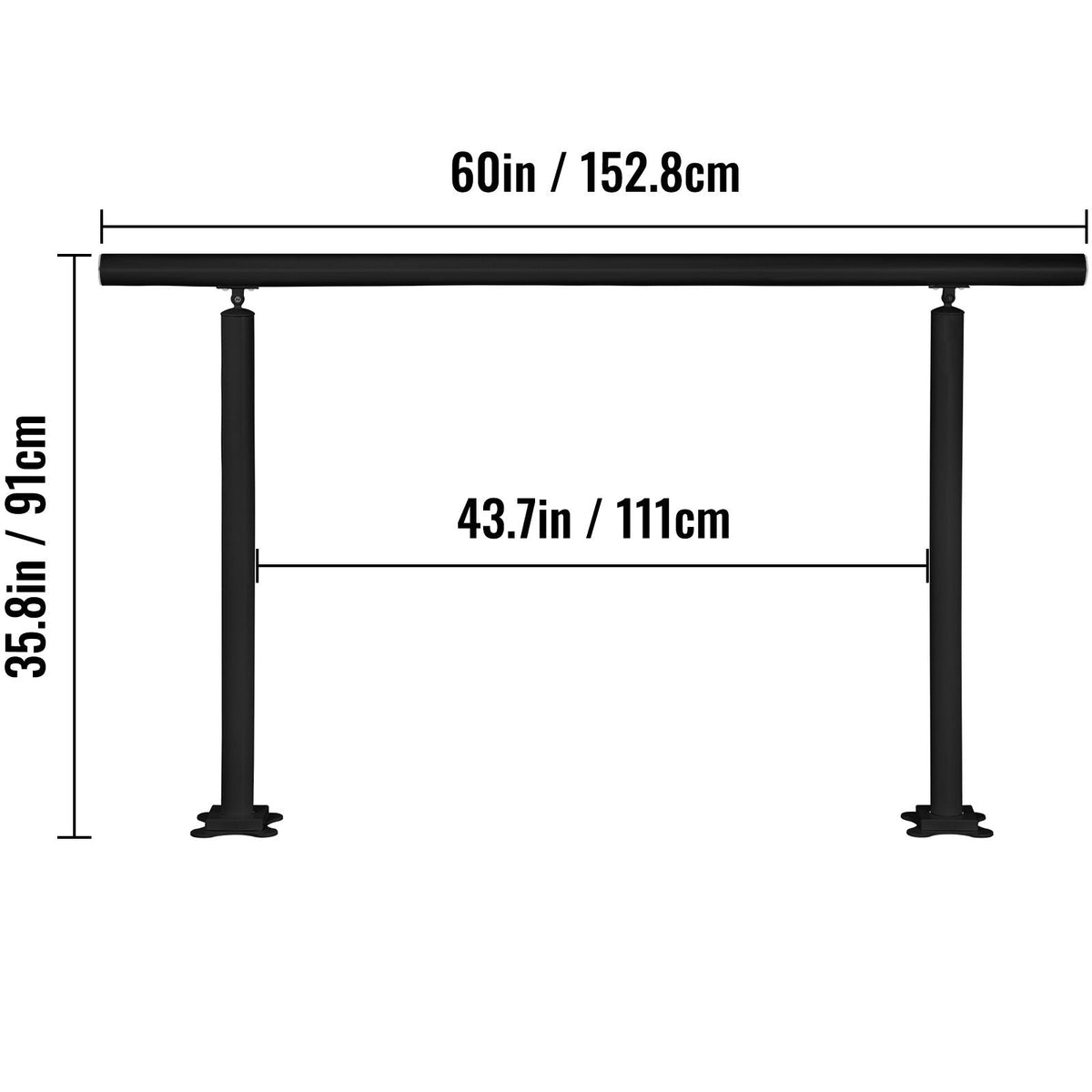 Outdoor Stair Railing Kit, 5 FT Handrails 0-5 Steps, Adjustable Angle Black Aluminum Stair Hand Rail for The Elderly, Handrails for Indoor & Outdoor Steps