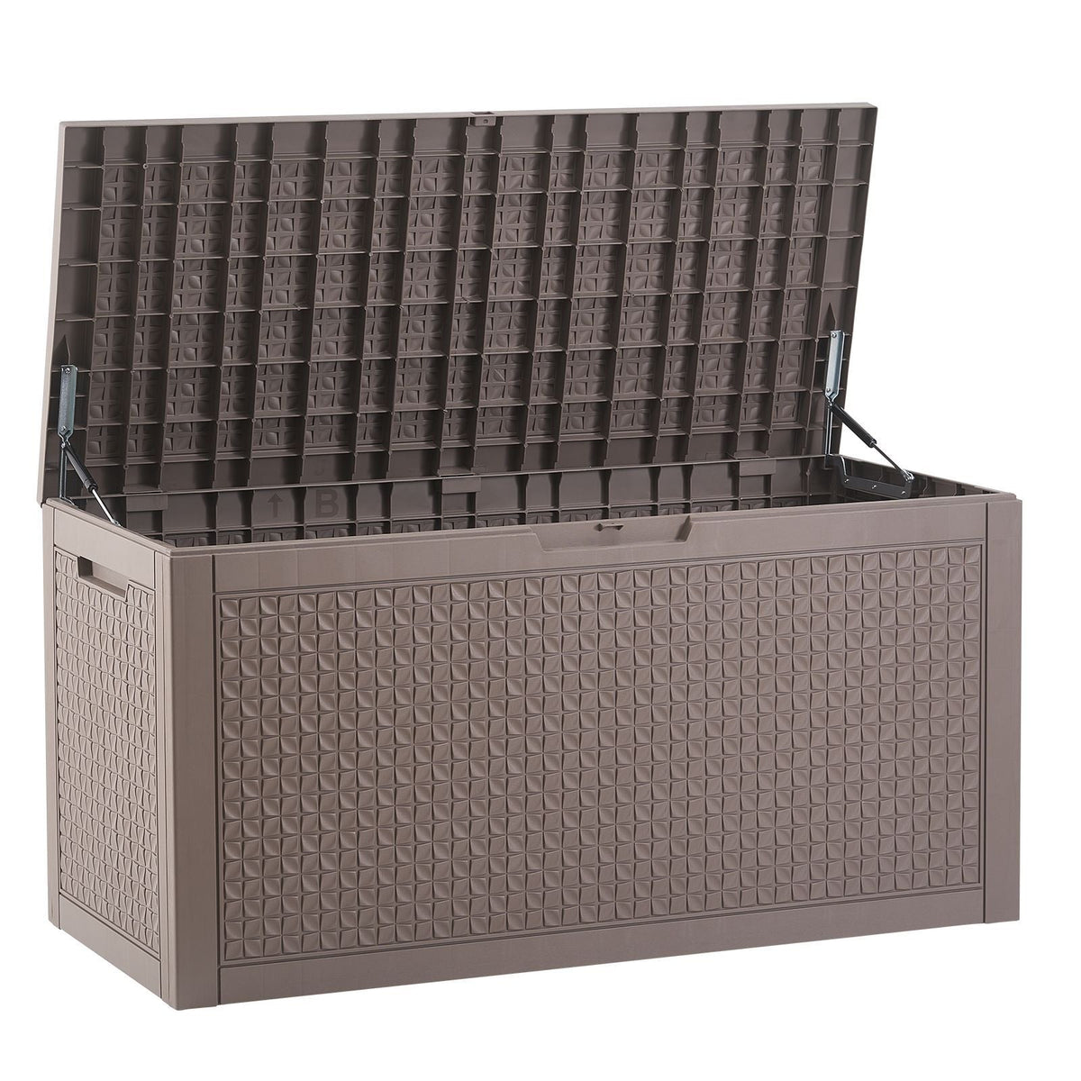 Outdoor Storage Box, 100 Gallon Resin Deck Box, Backyard Outside Toy and Towel Storage Cabinet Waterproof, for Patio Furniture Cushions, Garden Tools, Pool Supplies & Package Delivery (Grey)