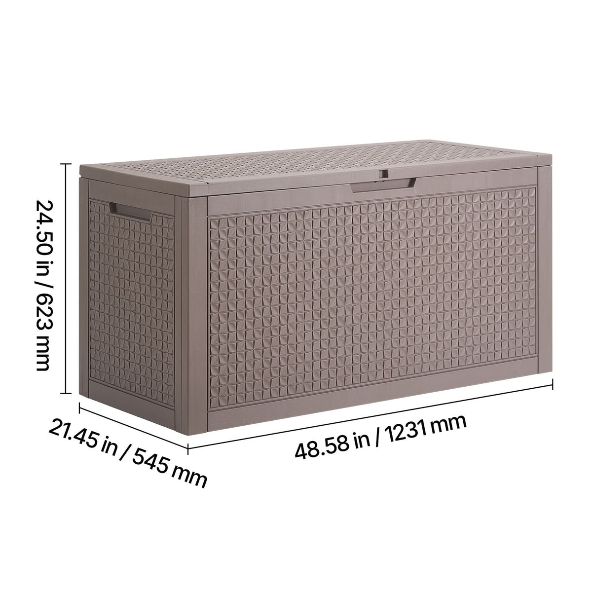 Outdoor Storage Box, 100 Gallon Resin Deck Box, Backyard Outside Toy and Towel Storage Cabinet Waterproof, for Patio Furniture Cushions, Garden Tools, Pool Supplies & Package Delivery (Grey)