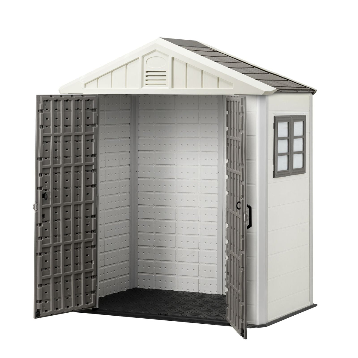 Outdoor Storage Shed, 4x8 Ft, Heavy-Duty Resin Tool Shed, with Reinforced Floor, Skylight, Lockable Door, Weather Resistant, 152 Cu. Ft. for Garden Tools, Lawn Mower, Bike, Backyard, Patio, Grey