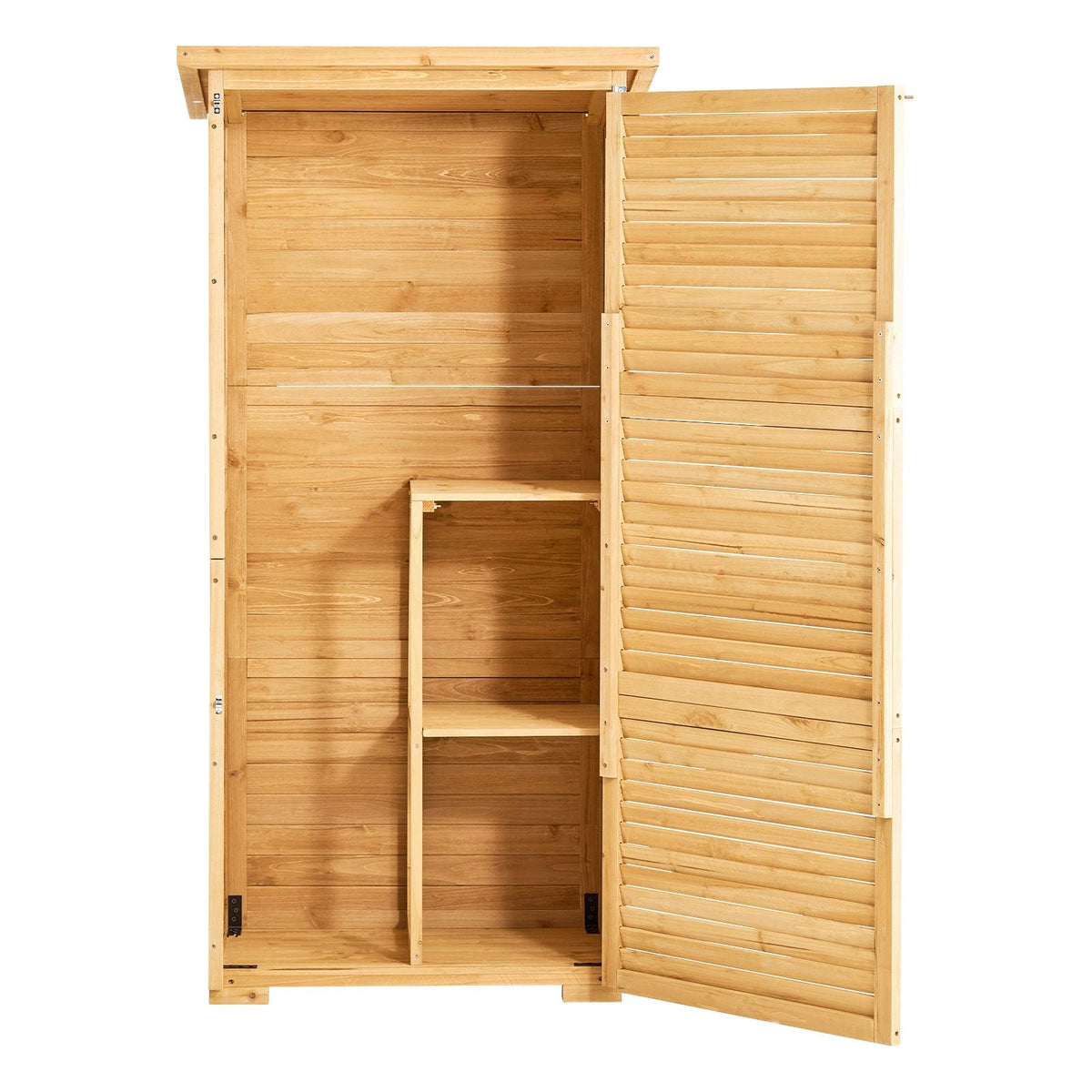 Outdoor Storage Shed, Large Wooden Outside Storage Shed, Oversize Garden Tool Shed with Metal Frame, Shelves, Floor, Waterproof Storage House Cabinet for Patio Yard Lawn Garden, 31.5x63.8 inch