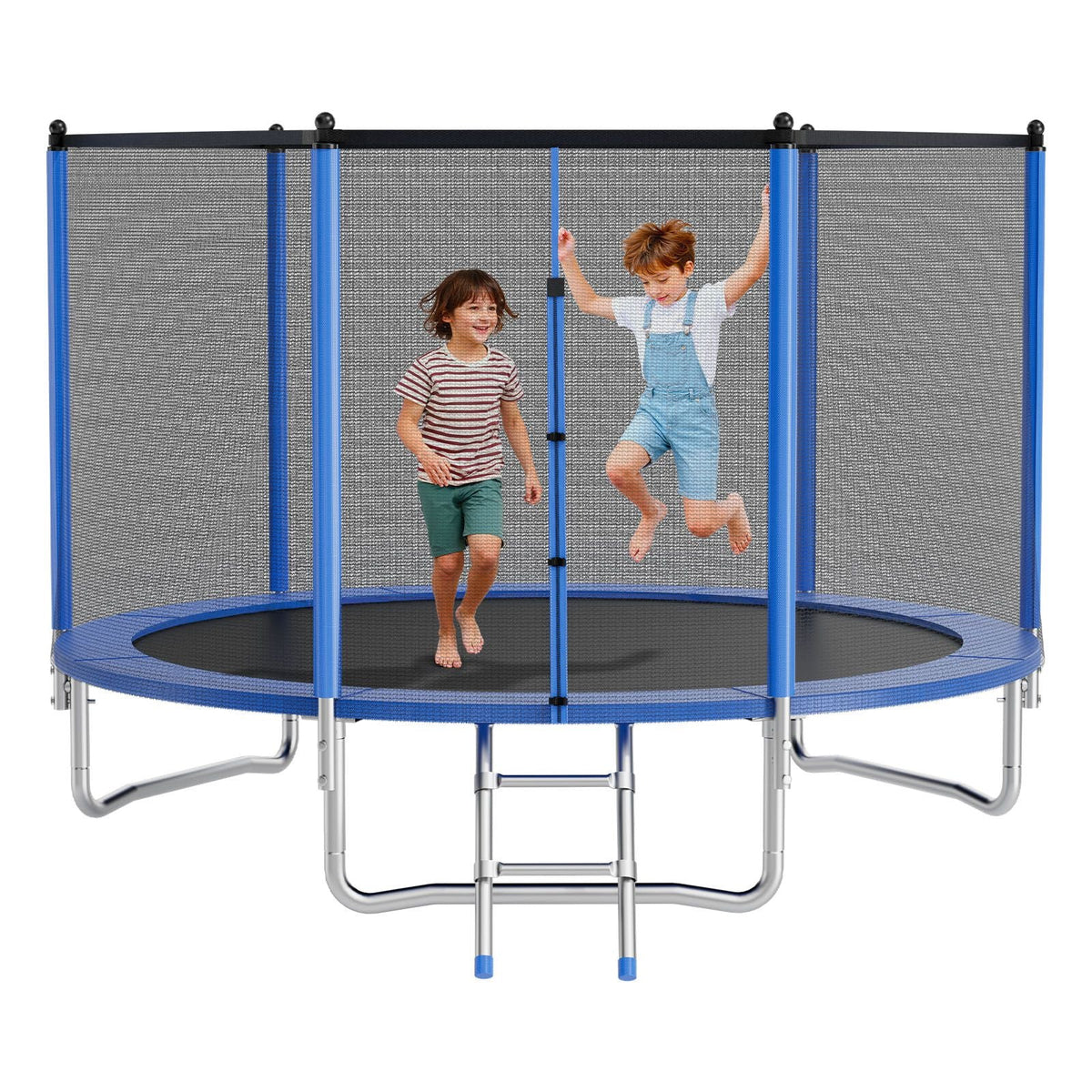 Outdoor Trampoline, 10FT Round Recreational Trampoline with Enclosure Net, ASTM Approved, Heavy Duty Trampolines, Max 330 lbs Weight Capacity, Anti-Rust Backyard Trampolines for Kids & Adults
