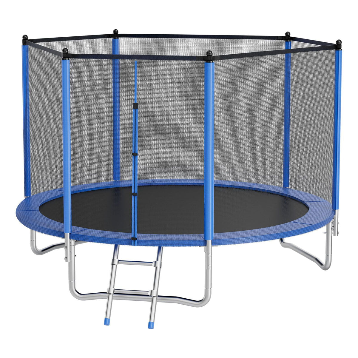 Outdoor Trampoline, 10FT Round Recreational Trampoline with Enclosure Net, ASTM Approved, Heavy Duty Trampolines, Max 330 lbs Weight Capacity, Anti-Rust Backyard Trampolines for Kids & Adults
