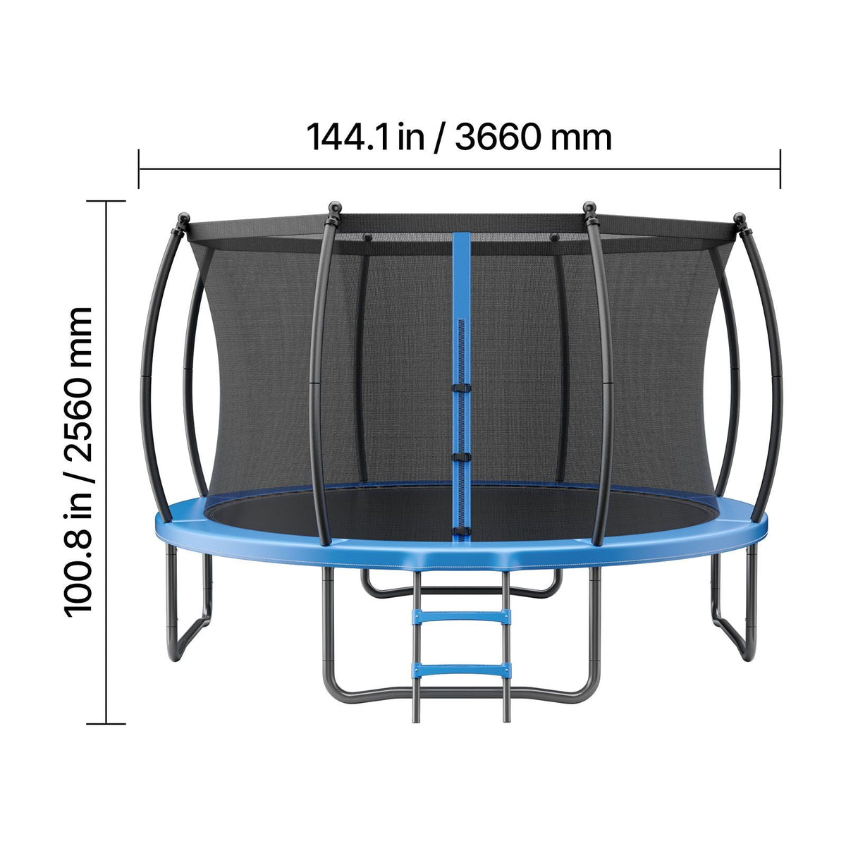 Outdoor Trampoline, 12FT Recreational Trampoline, ASTM Approved Trampolines with Enclosure Net & Thickened Pad, Max 400 lbs Weight Capacity, Anti-Rust Backyard Trampolines for Kids & Adults
