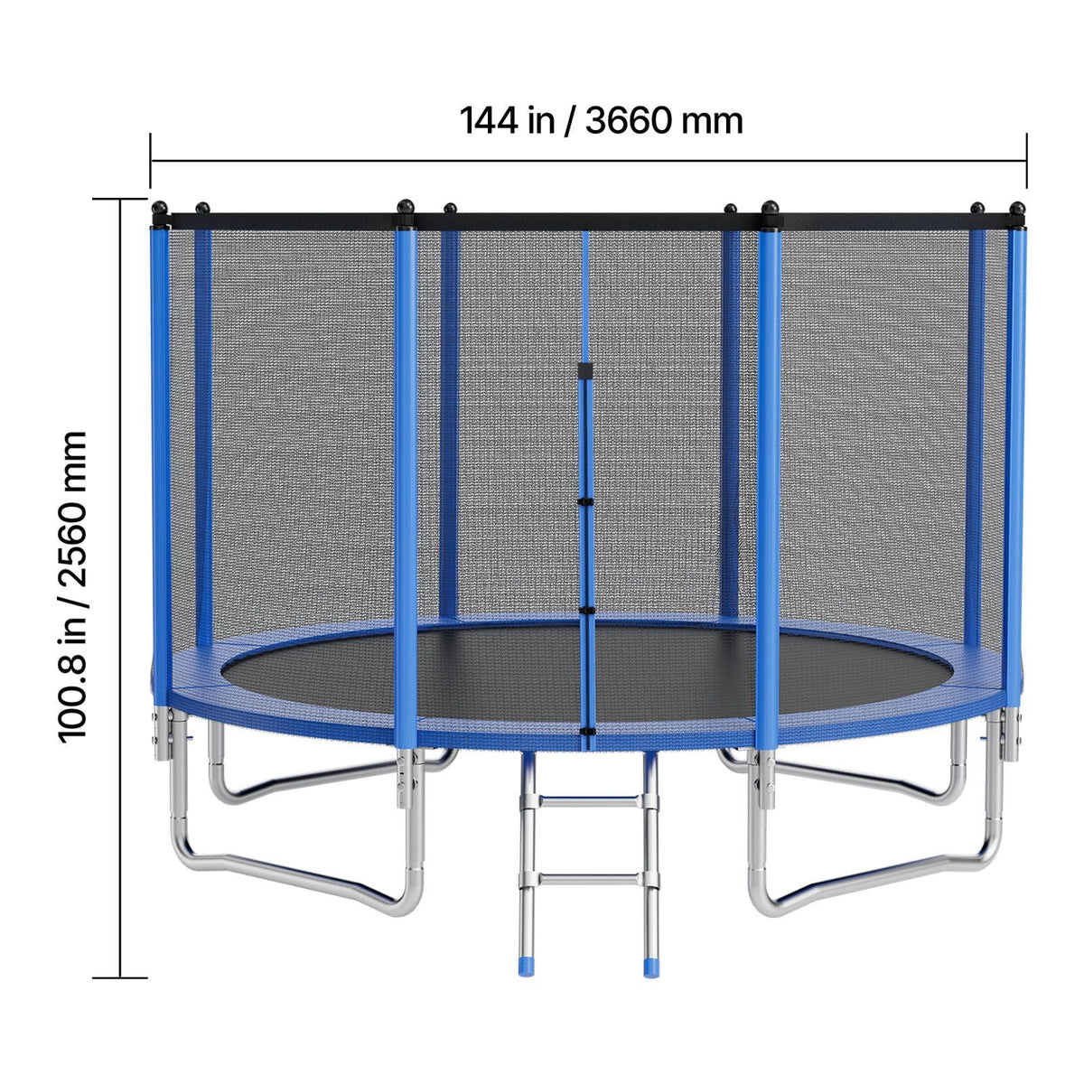 Outdoor Trampoline, 12FT Round Recreational Trampoline with Enclosure Net, ASTM Approved, Heavy Duty Trampolines, Max 400 lbs Weight Capacity, Anti-Rust Backyard Trampolines for Kids & Adults