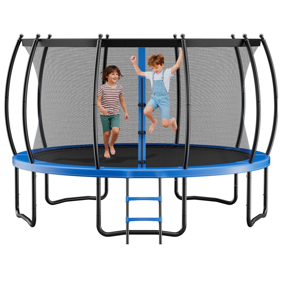 Outdoor Trampoline, 15FT Recreational Trampoline, ASTM Approved Trampolines with Enclosure Net & Thickened Pad, Max 470 lbs Weight Capacity, Anti-Rust Backyard Trampolines for Kids & Adults
