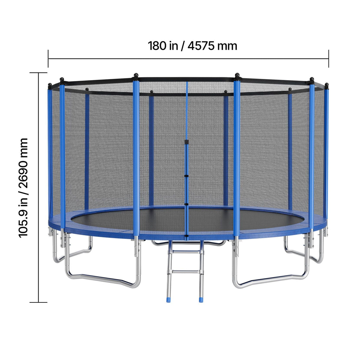Outdoor Trampoline, 15FT Round Recreational Trampoline with Enclosure Net, ASTM Approved, Heavy Duty Trampolines, Max 470 lbs Weight Capacity, Anti-Rust Backyard Trampolines for Kids & Adults