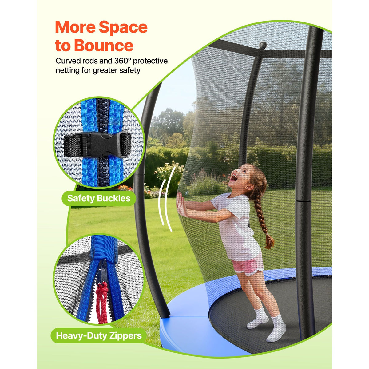 Outdoor Trampoline, 16FT Recreational Trampoline, ASTM Approved Trampolines with Enclosure Net & Thickened Pad, Max 475 lbs Weight Capacity, Anti-Rust Backyard Trampolines for Kids & Adults