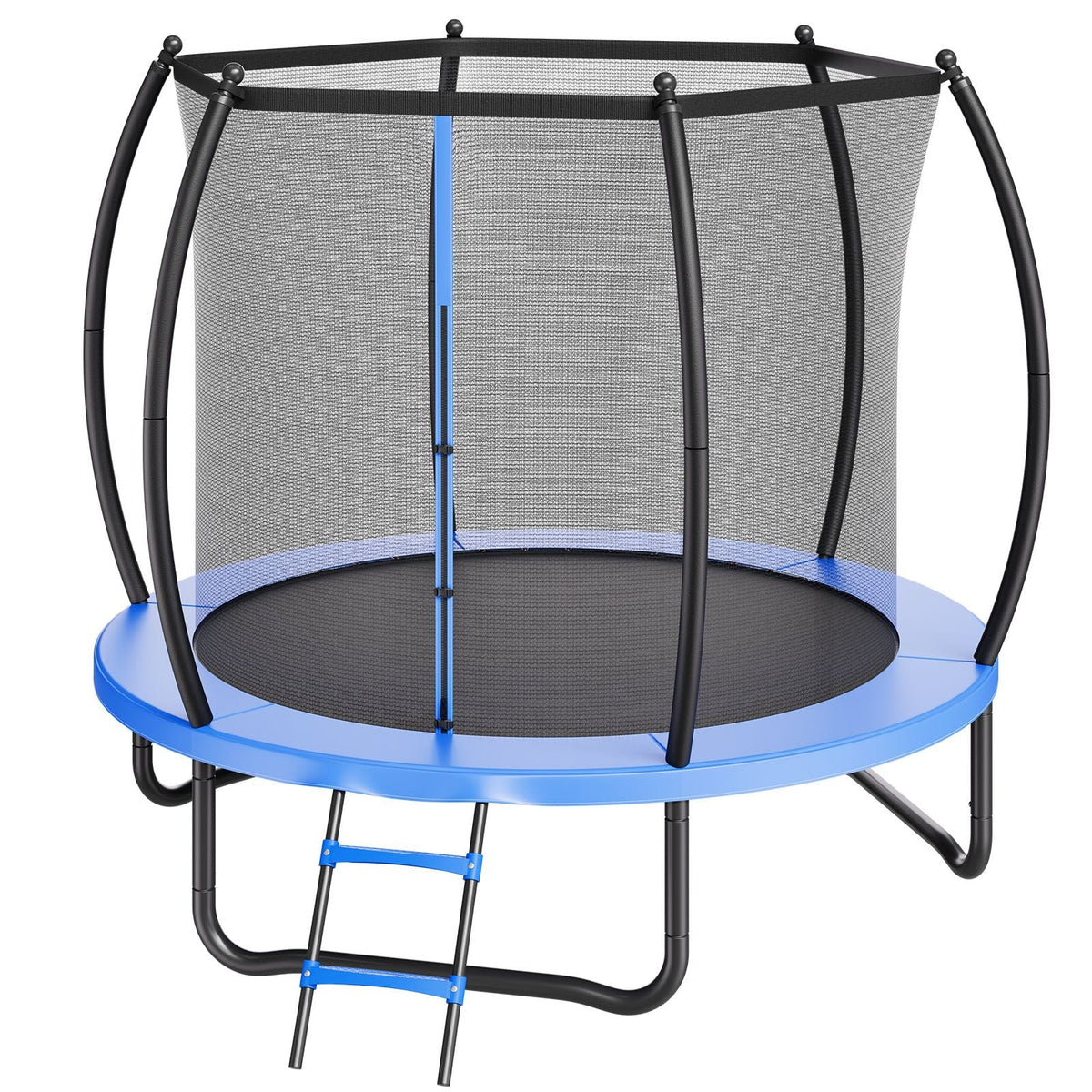Outdoor Trampoline, 8FT Recreational Trampoline, ASTM Approved Trampolines with Enclosure Net & Thickened Pad, Max 265 lbs Weight Capacity, Anti-Rust Backyard Trampolines for Kids & Adults