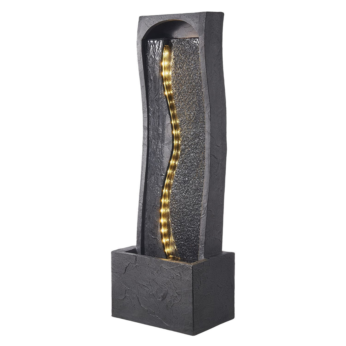 Outdoor Water Fountain, 38.58 in Height Fountain and Waterfall, 1-Tier Floor Standing Rock Base Style Fountains with with LED Light and Pump, for Outdoor Indoor Garden, Home, Patio & Backyard