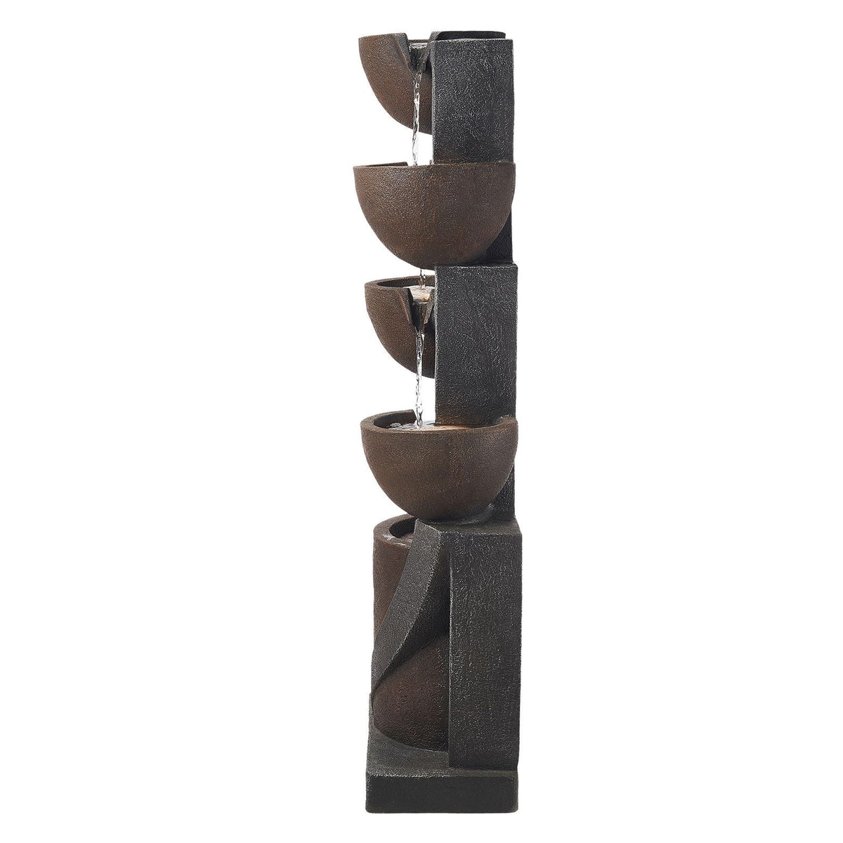 Outdoor Water Fountain, 49.61 in Height Fountain and Waterfall, 5-Tier Floor Standing Jar-Shaped Cascading Fountains with LED Light and Pump, for Outdoor Indoor Garden, Home, Patio & Backyard