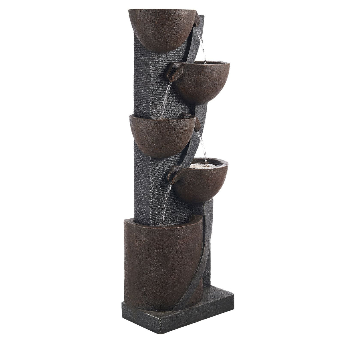 Outdoor Water Fountain, 49.61 in Height Fountain and Waterfall, 5-Tier Floor Standing Jar-Shaped Cascading Fountains with LED Light and Pump, for Outdoor Indoor Garden, Home, Patio & Backyard