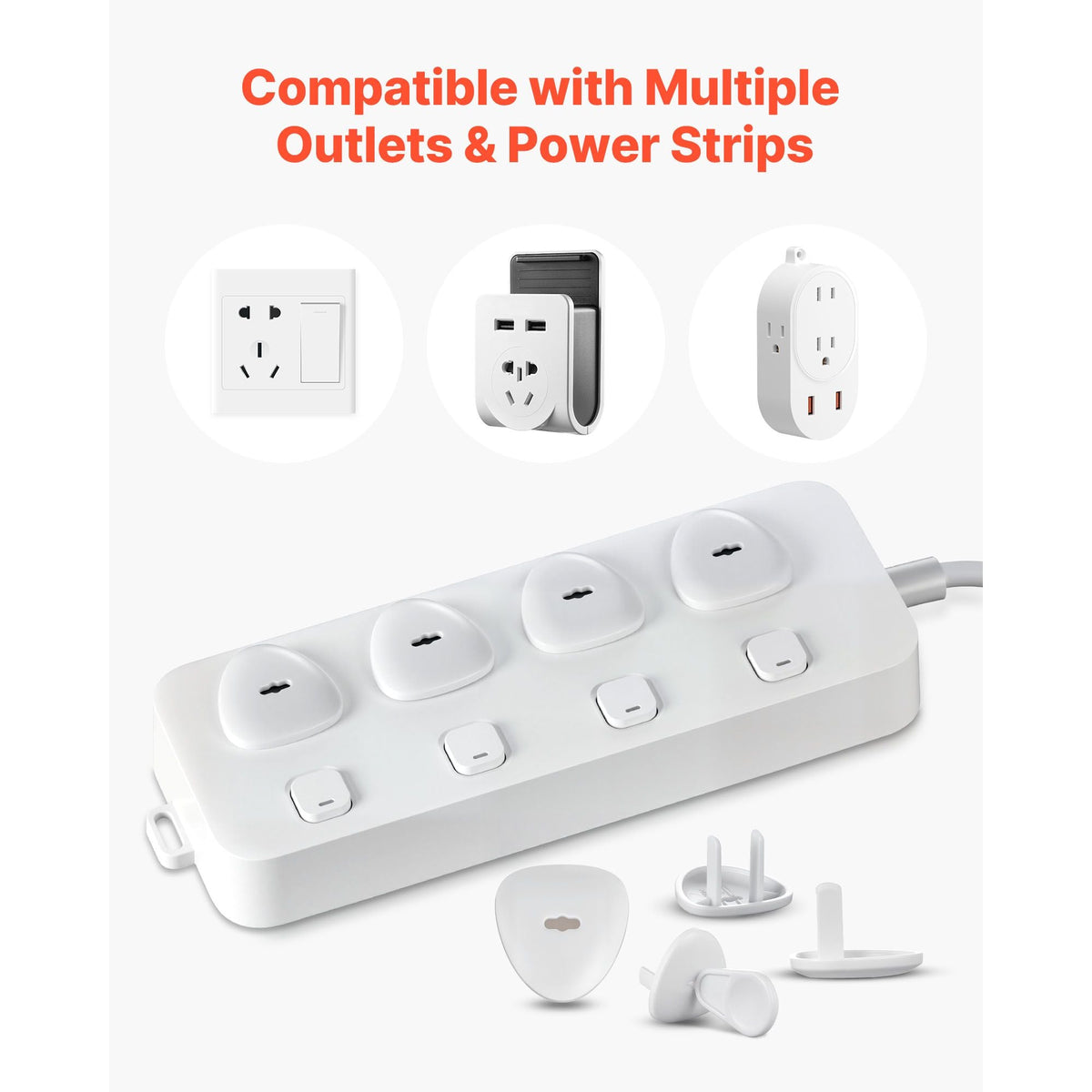 Outlet Covers, 70 Pack, Plug Covers for Electrical Outlets, Secure Electric Socket Protector Caps with Shock Prevention, Easy Installation, Insulated ABS, for Home Wall Power Sockets, White
