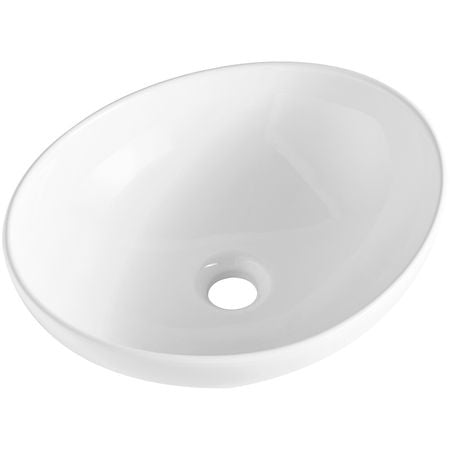 Oval Vessel Sink, 16" x 13.4" Bathroom Vessel Sink Bowl Countertop, White Ceramic Bathroom Sinks Above Counter, Bowl Sink with Modern Style, Well-Packaged for Bathroom, Hotel, Toilet, RV