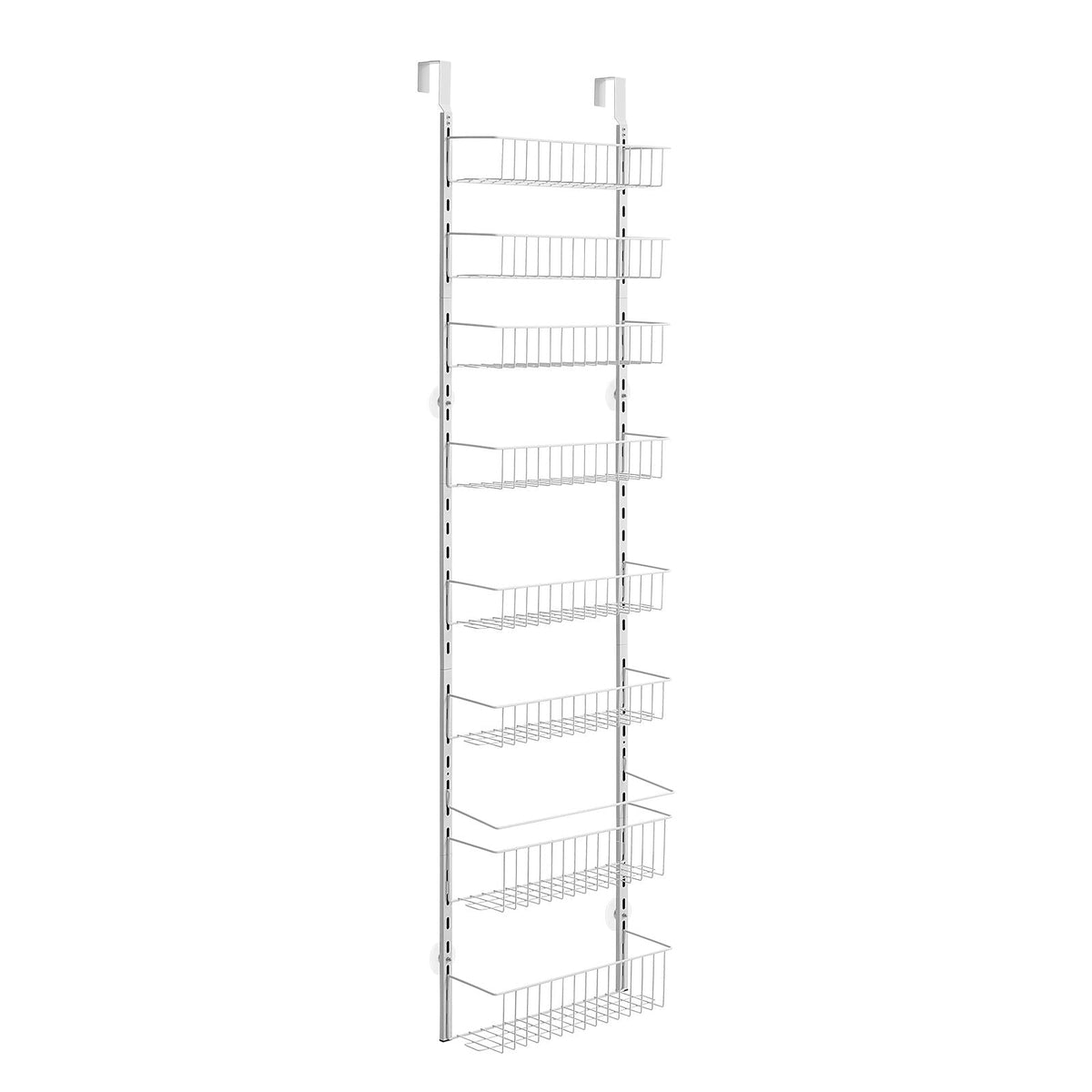 Over the Door Pantry Organizer, 8-Tier Pantry Organization and Storage, Heavy-Duty Steel Hanging Spice Rack, Adjustable Wall Seasoning Shelves, for Home Kitchen Laundry Room Bathroom, White
