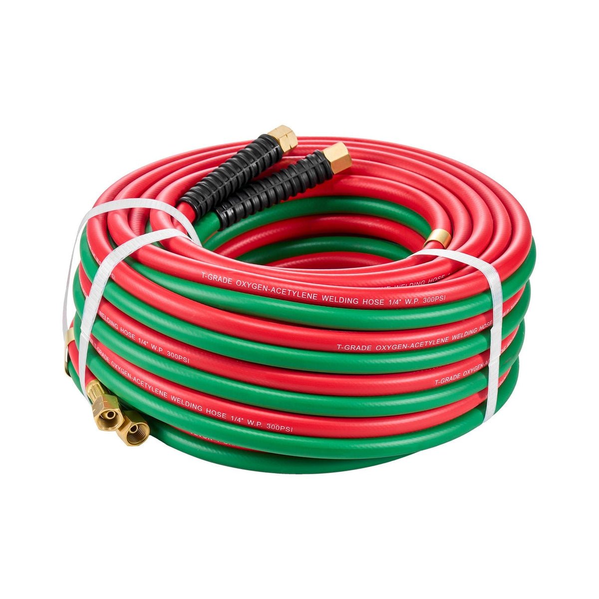 Oxygen Acetylene Hose, 1/4-Inch x 50FT Oxy Acetylene Hose with 9/16"-18 B Fitting, 300PSI T Grade Welding Cutting Torch Twin Hose, Compatible with Oxygen, Acetylene, Propane and Other Fuel Gases
