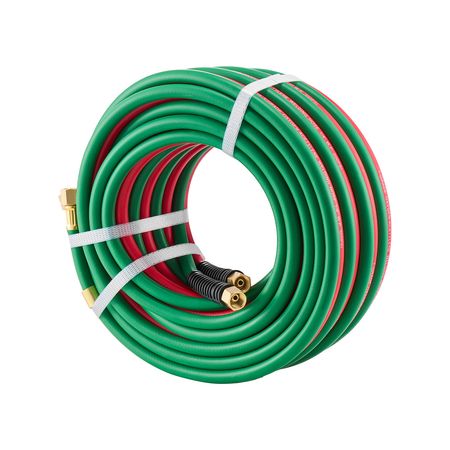 Oxygen Acetylene Hose, 1/4-Inch x 50FT Oxy Acetylene Hose with 9/16"-18 B Fitting, 300PSI T Grade Welding Cutting Torch Twin Hose, Compatible with Oxygen, Acetylene, Propane and Other Fuel Gases