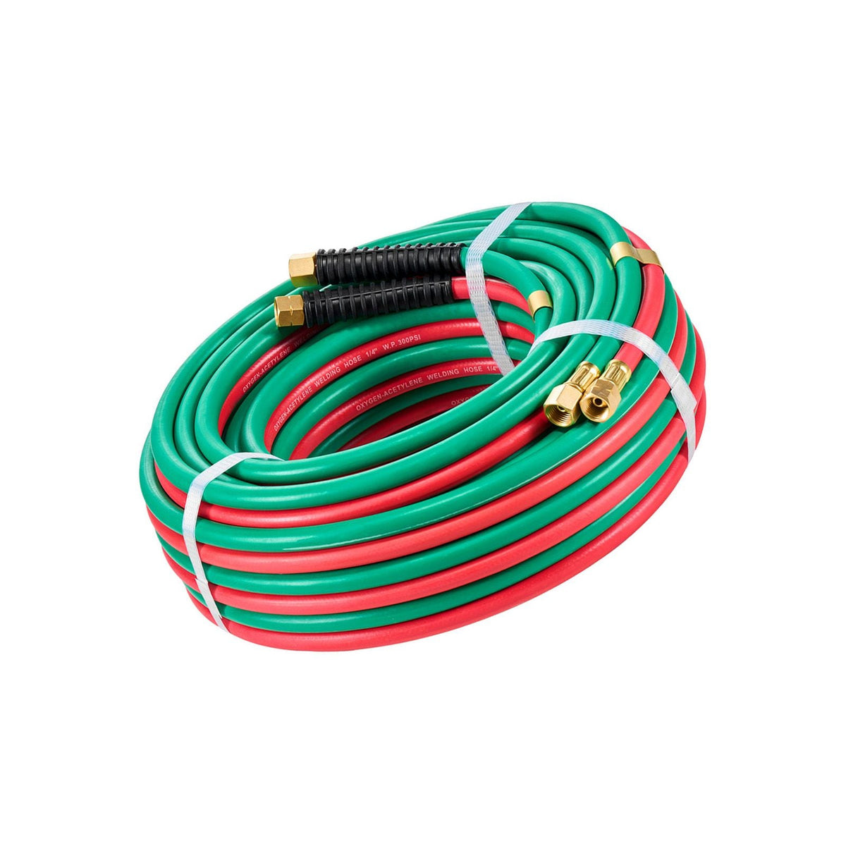 Oxygen Acetylene Hose, 1/4-Inch x 50FT Oxy Acetylene Hose with 9/16"-18 LH/RH B Fittings, R Grade Welding Torch Twin Hose with 300PSI Maximum Working Pressure for Cutting Soldering Brazing