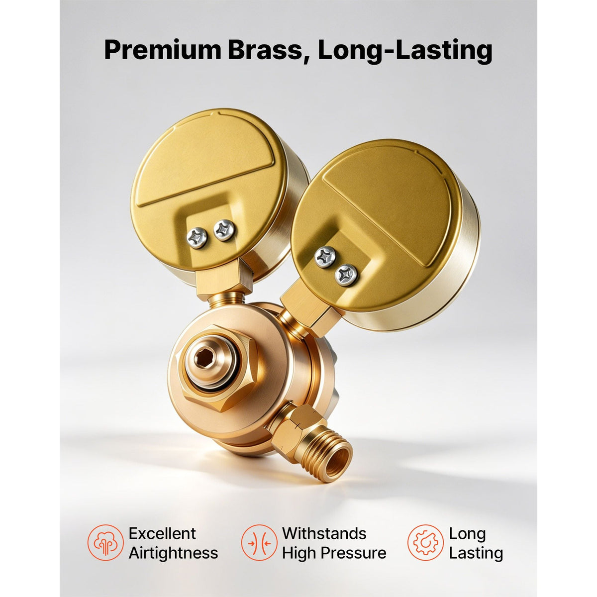 Oxygen Acetylene Regulator Set, Oxy-Acetylene Regulators, 0-4000PSI and 0-400PSI Welding Gas Gauges with CGA-540/CGA-200 Inlet Connection & 9/16"-18 Outlet Connection, T-Handle Adjustment