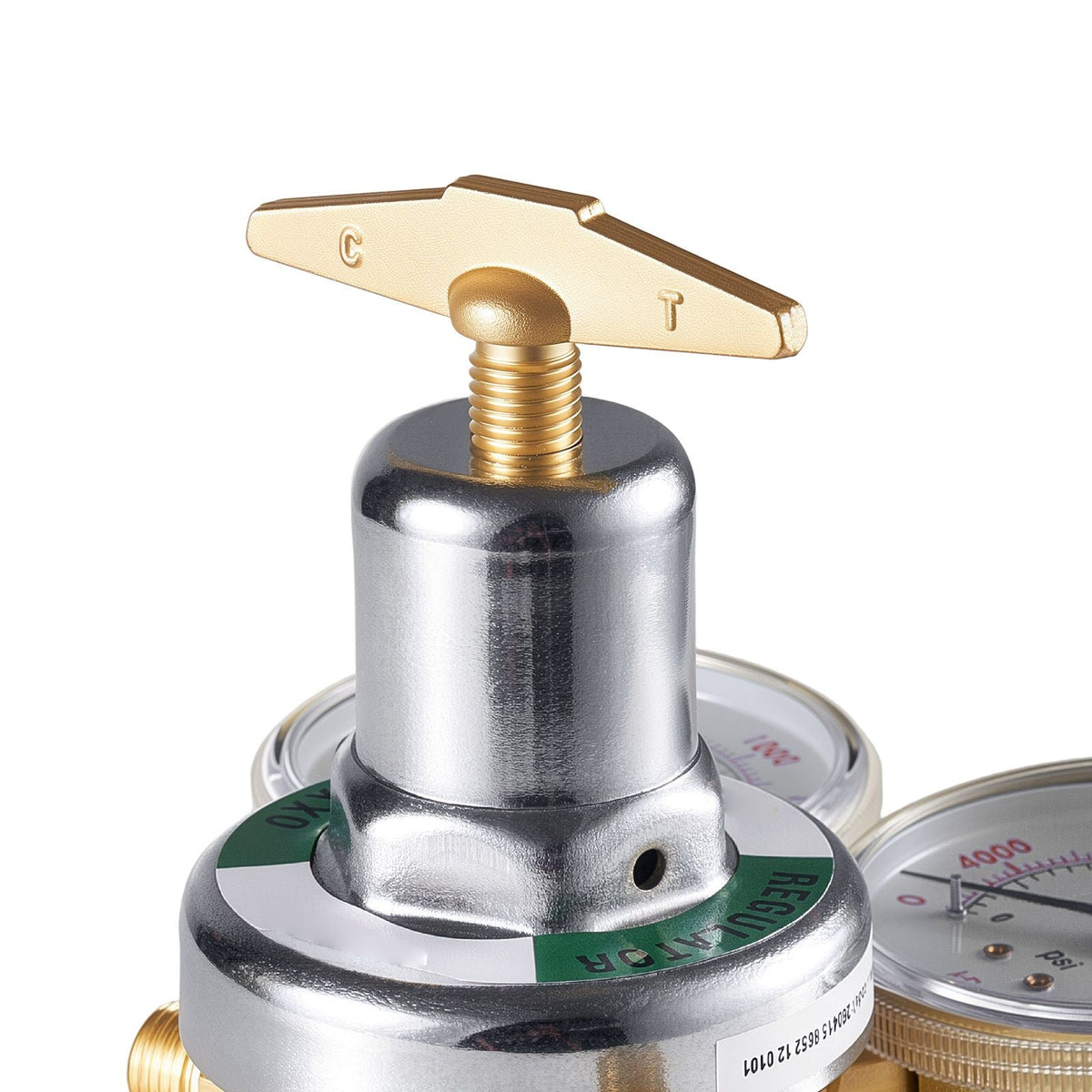 Oxygen Acetylene Regulator Set, Oxy-Acetylene Regulators, 0-4000PSI and 0-400PSI Welding Gas Gauges with CGA-540/CGA-510 Inlet Connection & 9/16"-18 Outlet Connection, T-Handle Adjustment