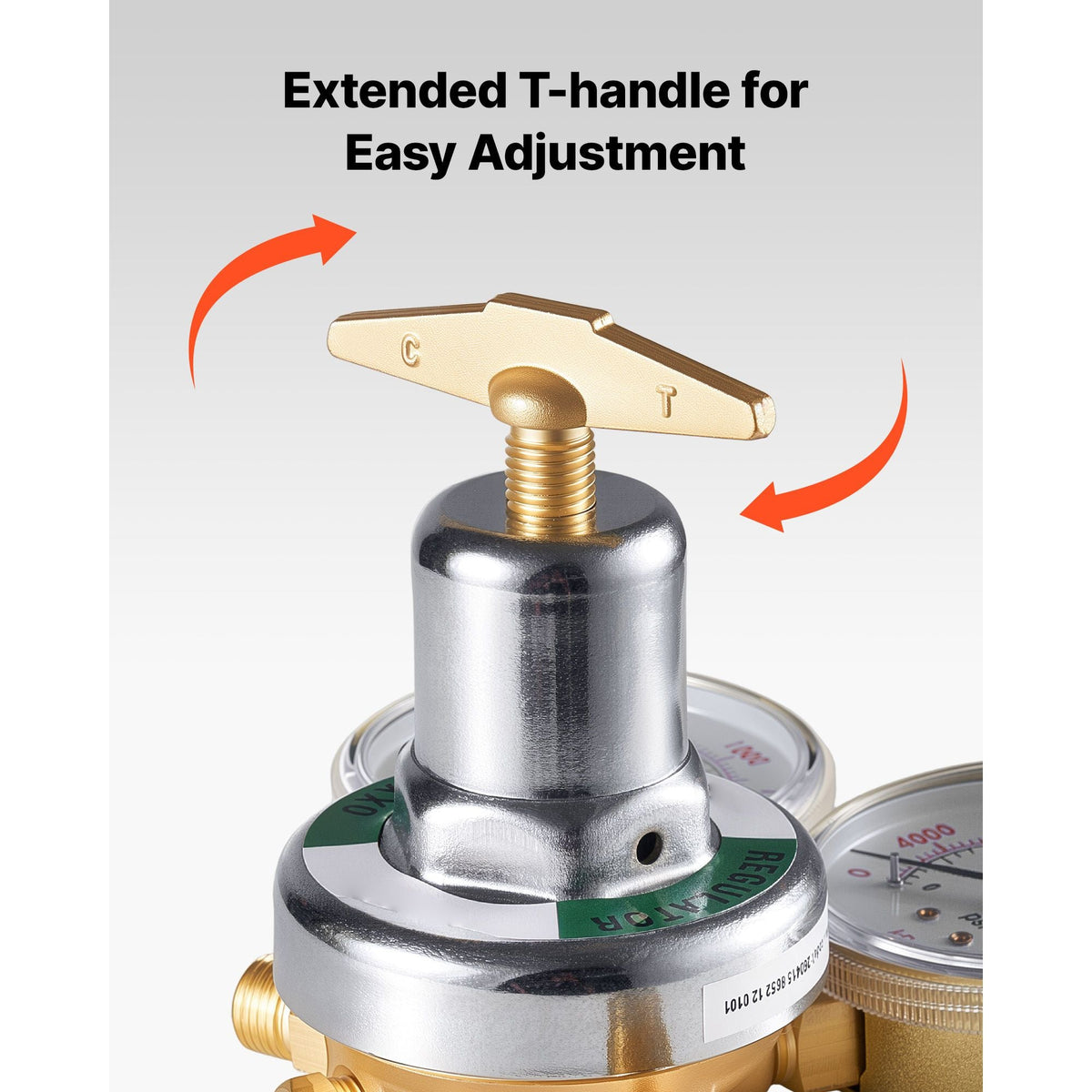Oxygen Acetylene Regulator Set, Oxy-Acetylene Regulators, 0-4000PSI and 0-400PSI Welding Gas Gauges with CGA-540/CGA-510 Inlet Connection & 9/16"-18 Outlet Connection, T-Handle Adjustment