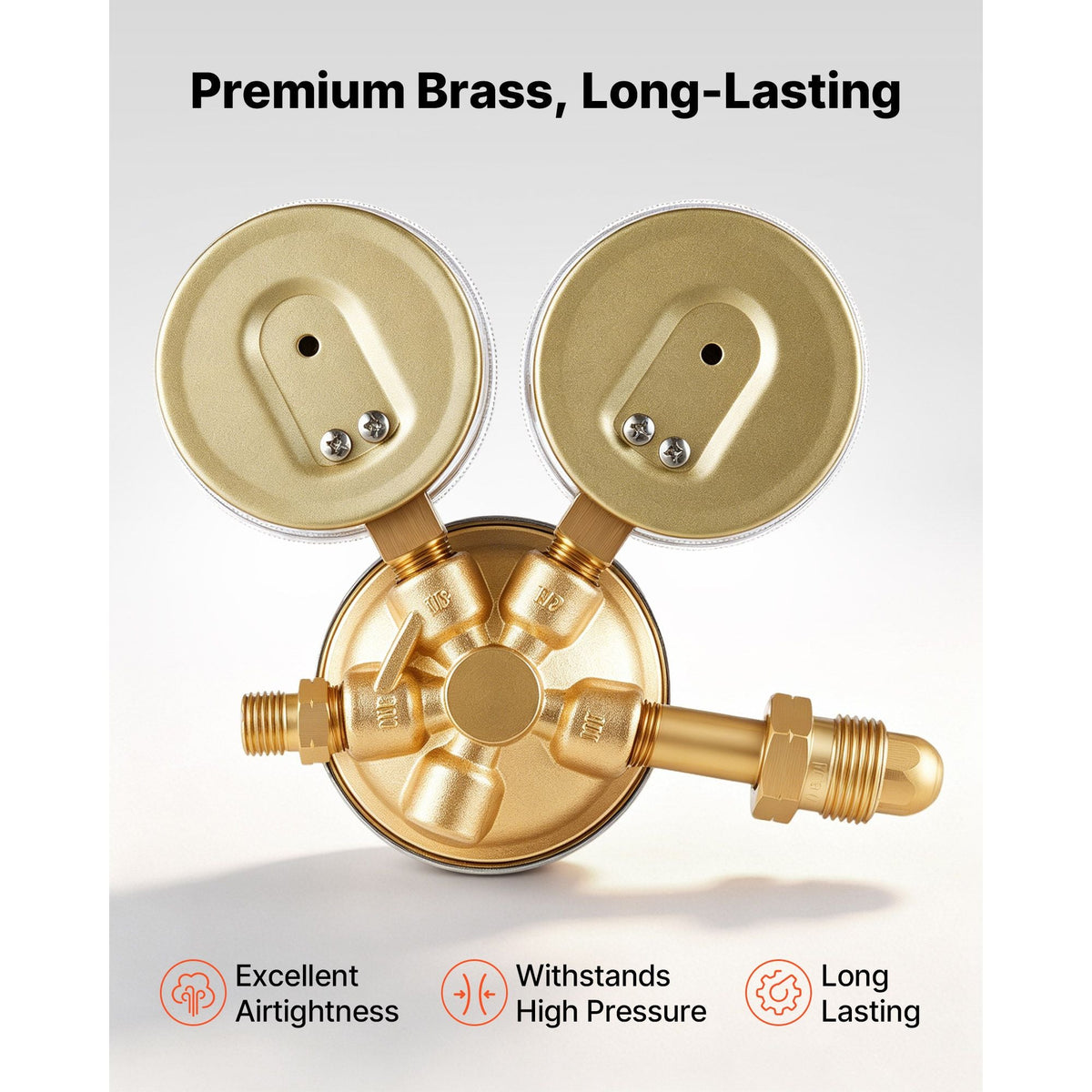 Oxygen Acetylene Regulator Set, Oxy-Acetylene Regulators, 0-4000PSI and 0-500PSI Welding Gas Gauges with CGA-540/CGA-510 Inlet Connection & 9/16"-18 Outlet Connection, PC Knob Adjustment