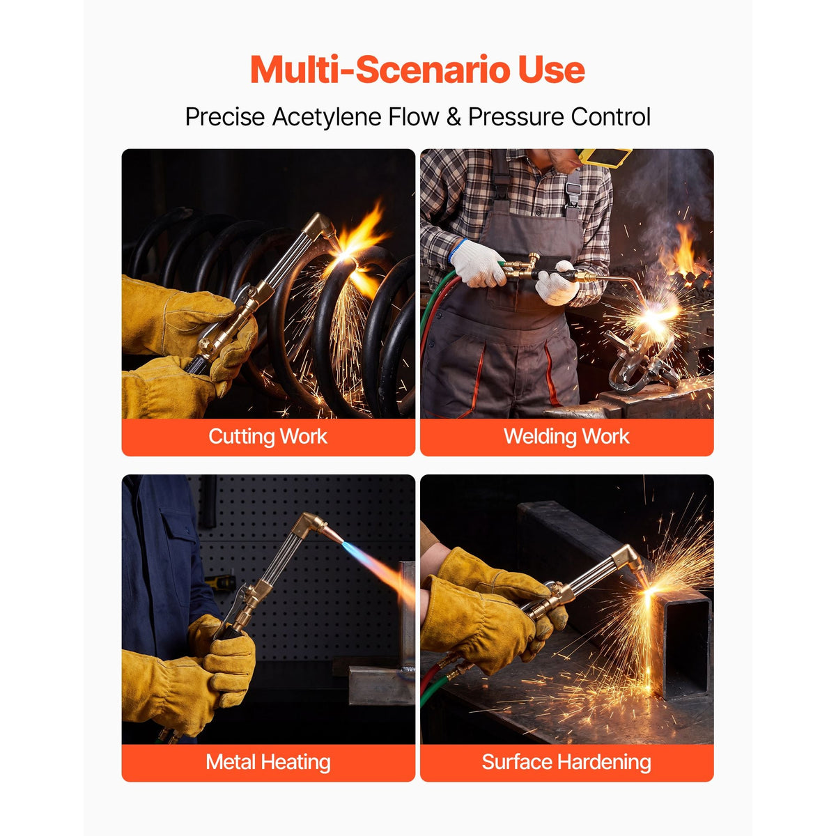Oxygen Acetylene Torch Kit with Check Valves, Gas Welding Cutting Torch Kit, Heavy Duty Professional Oxy Acetylene Brazing Set with 15FT Twin-Hose, 2 Cutting Tips, Welding Tips & Gas Regulators