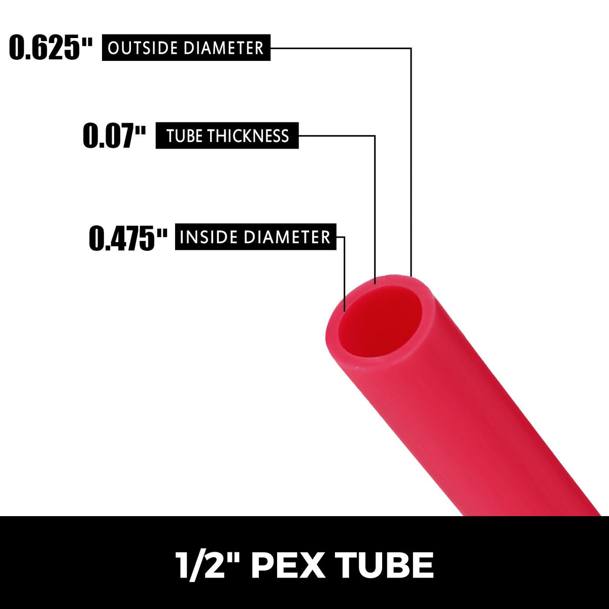 Oxygen Barrier PEX Tubing - 1/2 Inch X 900 Feet Tube Coil - EVOH PEX-B Pipe for Residential Commercial Radiant Floor Heating Pex Pipe (1/2\" O2-Barrier, 900Ft/Red)