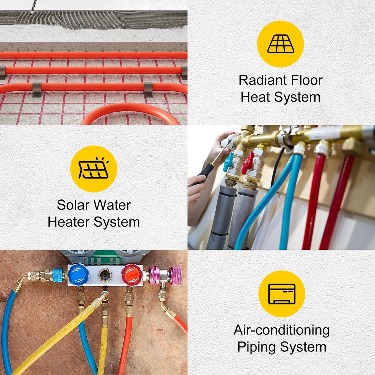 Oxygen-Barrier PEX Tubing 300Ft Red + 300Ft Blue 1/2 Inch Radiant Floor PEX Pipe Radiant Heat Floor Heating Plumbing Cold and Hot Water Tubing