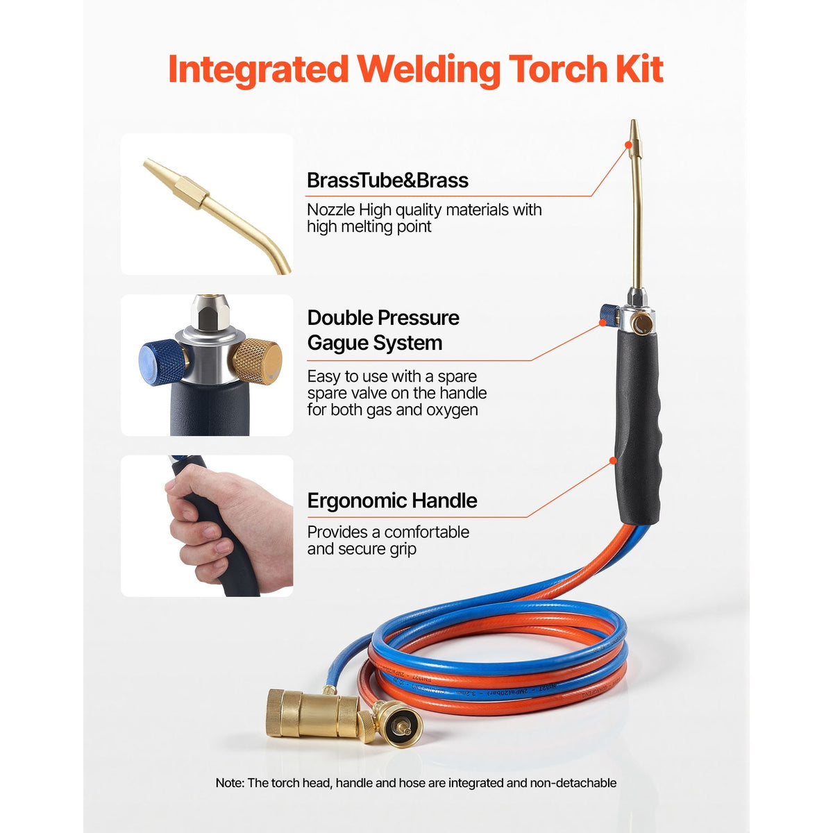 Oxygen Propane Torch Kit, Brass Welding Torch for Oxygen MAPP Gas with Dual Pressure Gauges, Portable Oxy-Propane MAPP Brazing Tool Kit with Cylinder Rack for Welding, Soldering, Metal Heating