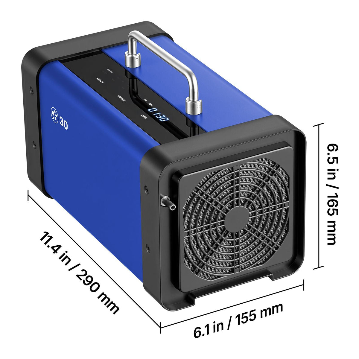 Ozone Generator, 30000mg/h Commercial Ozone Machine, with 15s Delayed Start & Dual-Hose Water Mode & LCD Touchscreen, Industrial Deodorizer for Car, Smoke, Home Odors, Up to 2700 sq.ft